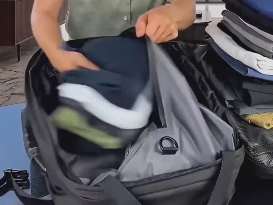 Clothes going into the 1Bag and the pump pulling the air out